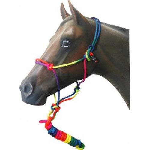 Knotted Rope Halter - Multi Colour - Cob-full