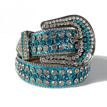 Load image into Gallery viewer, Belt - Western - Ladies Turquoise Glitter Leather
