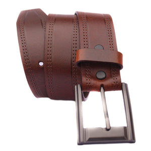 Belt Leather Brown Pin Lace Design