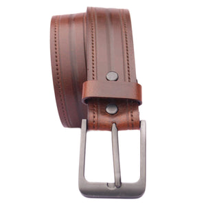 Belt Western Leather Brown - Single Stitch Design
