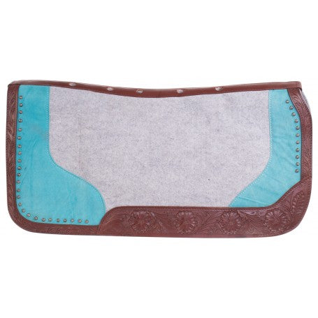 Grey Felt Western pad with Turquoise and bling with leather pads